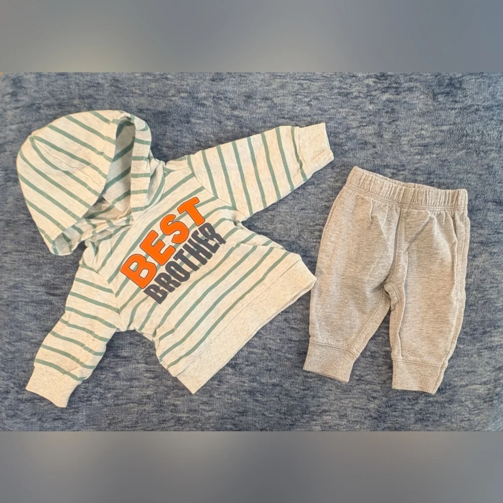Carter's 3M Best Little Brother Striped And Dinosaur Set